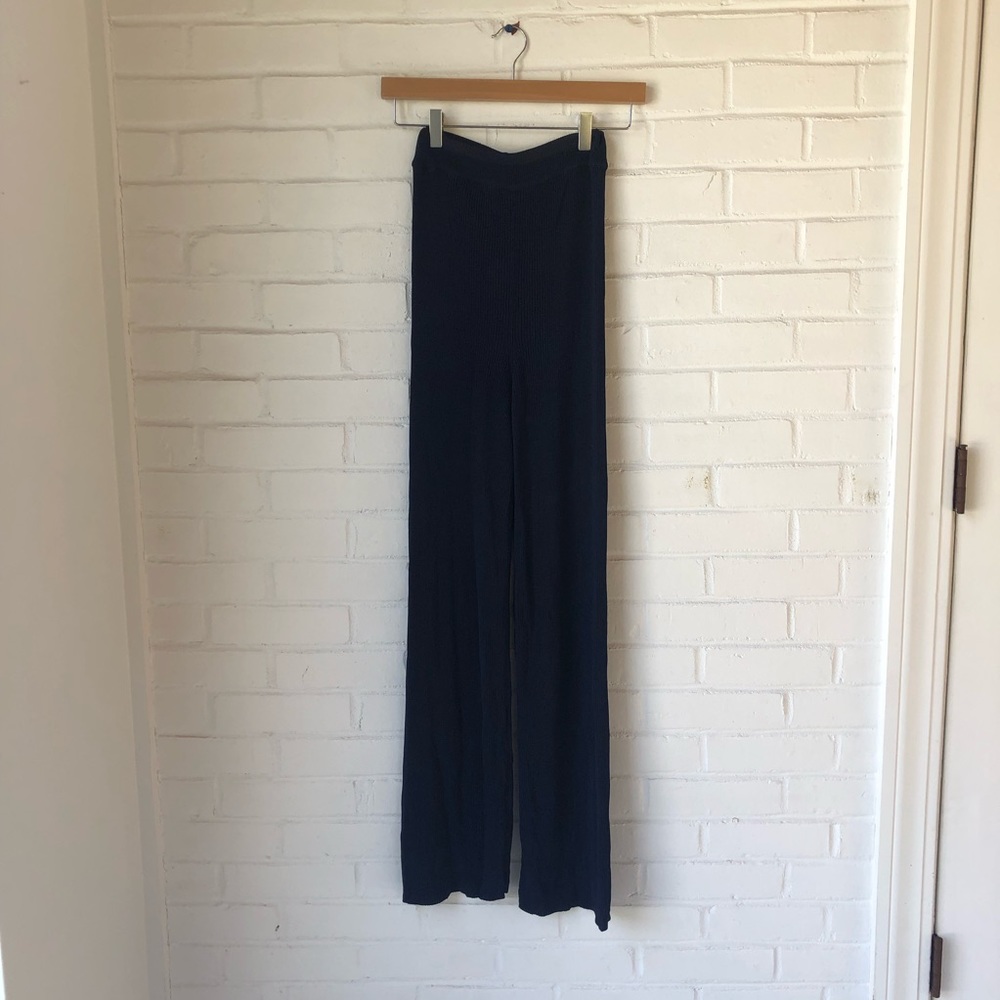 Suzanne Rae Rib Knit Pants in Navy - Picture 4 of 4